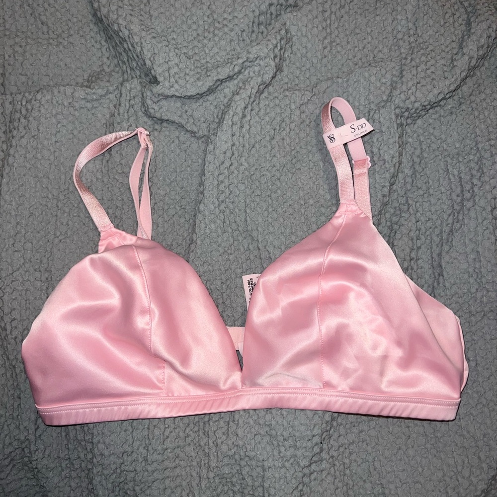 PINK Satin Bralettes Unlined